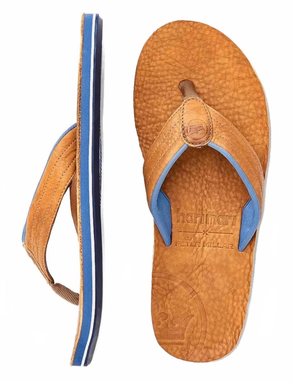 NEW PETER MILLAR men's open toe flip flop in tan